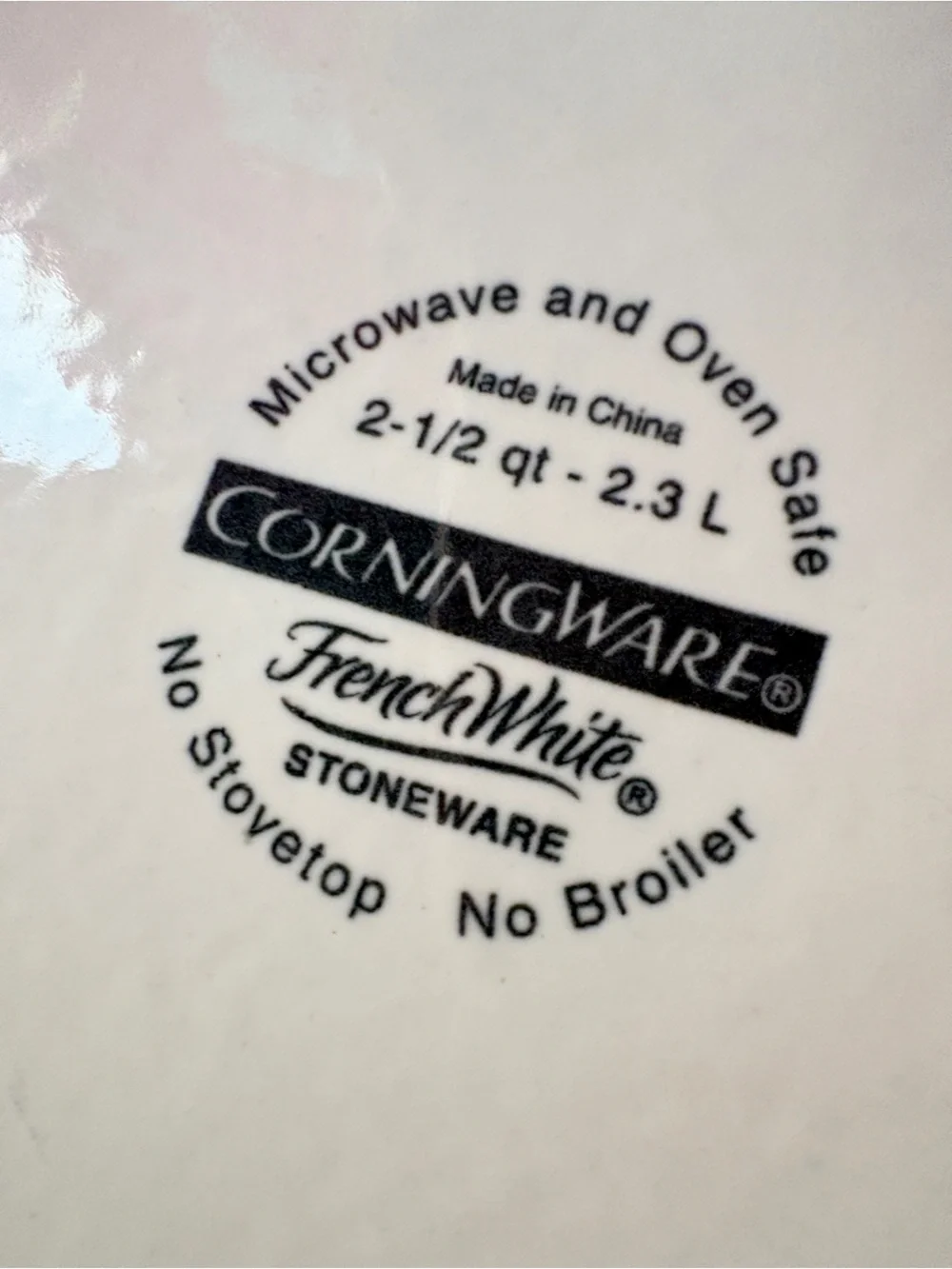 Corning French white. Casserole baking dish. Glass.